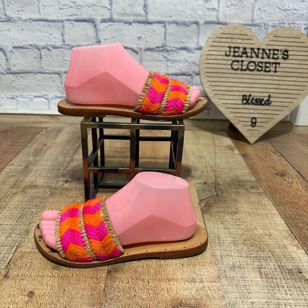 Beek Sandals Parakeet Flamingo Pink Neon Orange Honey  Raffia 7